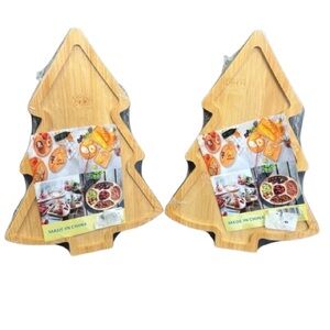 2 Christmas Tree Bamboo Charcuterie / Cutting Boards | Holiday Kitchen Decor